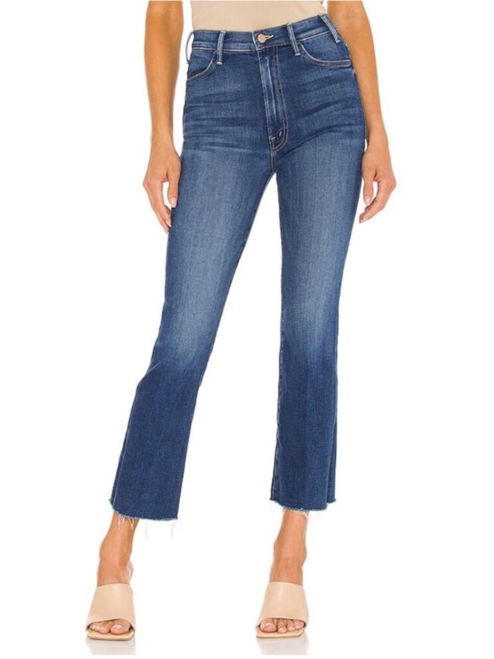 Mother The Hustler Ankle Fray Jeans Balls of Yarn Size 27